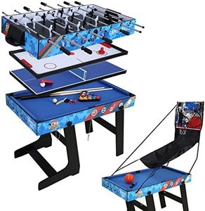 HLC 5en1 Billard Table/ping-Pong Table/Mini Panier Basket/Baby-Foot/Hockey Table pour Enfants et Adultes Table Multi-Jeux Parfaite pour Les Cadeaux d'anniversaire et de fête Divertissement à Domicile