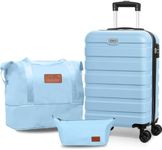 AnyZip Luggage Sets Carry On Travel Bag 2 Piece PC ABS Hardside Lightweight Suitcase with TSA Lock (Light Blue,20 Inch Luggage Set)