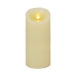 Luminara Realistic Moving Flame LED Candle (3"x6.5") Scalloped Edge Smooth Finish Real Wax Pillar, Vanilla Honey Scented, Battery Operated (2 C) 600 Hr Runtime, Timer, Remote Ready - Ivory