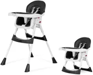 Dream On Me Portable 2-in-1 Tabletalk High Chair in Black, Three Adjustable Height Settings, Lightweight Portable High Chair, Easy to Clean and Removable Tray Baby High Chair