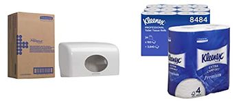 Kleenex Standard Size Toilet Roll 8484 - 4 Ply Toilet Paper + Aquarius Small Roll Double Toilet Roll Dispenser