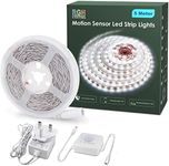 RGH LIGHTING Motion Sensor Led Strip Lights 5 Meters, 6000K White Led Light Strip, 2 Activated Modes Led Tape Lights for Cabinet Kitchen Living Room Bedroom Stair Conservatory Garage and Bar