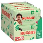 Huggies Natural Care Soothe and Comfort Baby Wipes, Aloe Vera, 56 count (Pack of 10) - Packaging May Vary