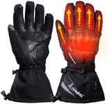 Lonheo Heated Gloves Electric Gloves Men Women Battery Gloves Motorcycle Gloves Winter Snowboard Snow Ski Gloves Warmer (Black-with anti-drop shell, L)