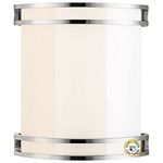 Sunlite 49196 LED Half Cylinder Wall Sconce, 7” Wide, Adjustable 3 CCT 3000K-5000K, 15 Watts, 1050 Lumens, Frosted Shade, Dimmable, Brushed Nickel Frame, for Bathrooms, Garage, Hallways & Entryways