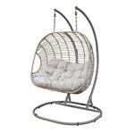 Dellonda Egg Hanging Swing Chair, Wicker Rattan Basket, Steel Frame, Double - DG61