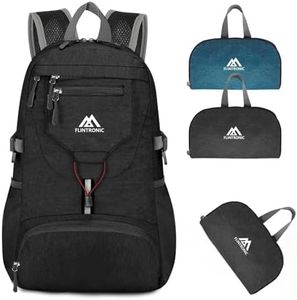 flintronic Leicht Wanderrucksack Klein, 20L Faltbarer Rucksack Ultra Leicht, Unisex Tagesrucksack Outdoor, Wasserdichter Wanderrucksack für Camping, Outdoor, Wandern, Radfahren (Schwarz)