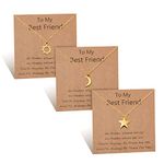 GBTBYS Sun Moon Star Best Friend Necklace for 3 Friendship BFF Matching Pedant Necklaces Birthday Jewelry Gift for Women Sister Bestie Teen Girls Gold