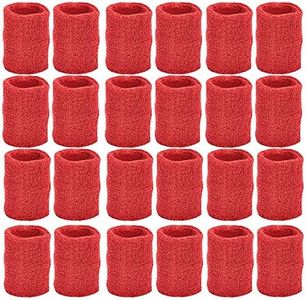 Unique Sports Athletic Performance Team Pack of 24 Wristbands (12 pair), Red