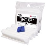 30L Oil and Fuel Spill Kits, UK Manufactured, White, Repels Water, Can be used for Oils, Oil-Based Fluids, Fuels, Lubricants, Hydrocarbon Based Fluid - For Indoor/Outdoor Use, On-the-go Bag