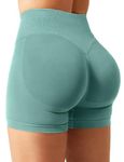 YEOREO Women Workout Gym Impact Shorts Hidden Scrunch Butt Lifting 3.6"/4.5"/6" Seamless Shorts, Light Green, Small