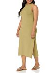 The Drop Women's Gabriela High Neck Cut-In A-Line Side-Slit Maxi Sweater Dress, Olive Oil, 5XL Plus