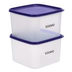 Amazon Brand - Solimo Square Modular Plastic Storage Container | Airtight | BPA-Free | Set of 2 | 2.5 L Each (Blue)