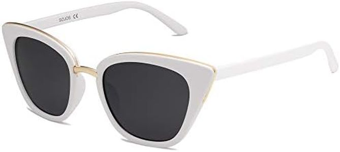 SOJOS Cat Eye Designer Sunglasses Fashion UV400 Protection Glasses SJ2052 (C11 White Frame/Grey Lens, 54)