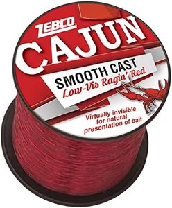 Zebco Cajun Smooth Cast Monofilament Fishing Line, Low-Vis Ragin’ Red Quarter Pound Spool, 1,450-Yards, 10-Pound, Virtually Invisible, Natural Presentation