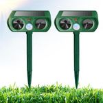 Thoveneth 2 Pack Solar Powered Ultrasonic Animal Repellent Outdoor Animal Repeller - Motion Activated Deer, Raccoon, Squirrel, Cat, Dog, Rabbit Repellent Deterrent Waterproof for Yard, Farm, Garden