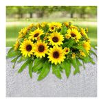 GRPFS Headstone Flower Saddles Silk Realistic Yellow Grave Flowers for Cemetery Sunflower Outdoor Sympathy Memorial Day Flowers Arrangement