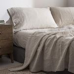 Simple&Opulence 100% Linen Sheet Set Embroidery Linen (Queen,Embroidery Linen)