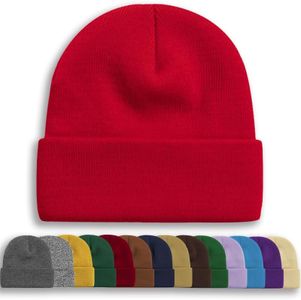 Rosoz Unisex Beanie Winter Knitted Skull Cuffed Soft Warm Hat for Men/Women Slouchy Ski Watch Cap, Red, One Size