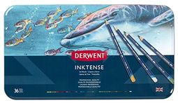 Derwent Inktense Permanent Watersoluble Pencils Tin, Drawing & Painting, Ideal for Layering, Use on Fabrics, Wax-Based, Professional Quality - 2301842 (Set of 36)