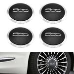 4pcs Wheel Hub Caps, Wheel Hub Cover With Chrome Border For Fiat 500 Hub Cap 51884863 Compatible With 68078419ac 68078421ac Heat-Resistant Wheel Hub Center Cover Replacement For Fiat 500e Wheel Cap