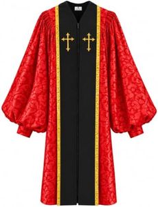 GradPlaza Luxury Clergy Robe with Embroidered Cross for Pastor Ministry | Designed for pastors, ministers and church leaders with an elegant style for worship services and ceremonies.