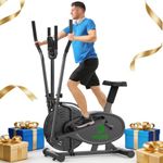 Cross Trainer, 2 in 1 Elliptical Cross Trainers with LCD Monitor, Upgraded Adjustable Resistance, Max Weight 265LBS, Exercise Machine Cross Trainer for Home Gym (Night Black)