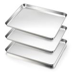 HaWare Baking Tray, Large Stainless Steel Oven Tray Set of 3-40 X 30 X 2.5 cm, Cookie Sheet Pan for Baking/Cooking/Serving, Healthy & Non Toxic, Mirror Finish & Dishwasher Safe