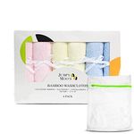 JM Baby Washcloths - 100% Bamboo, 10x10 inches, Ultra Thick & Absorbent, Gentle on Delicate Skin, Premium Baby Face Cloths, Debarbouillette Pour Bébé, Giftbox & Laundry Bag Included