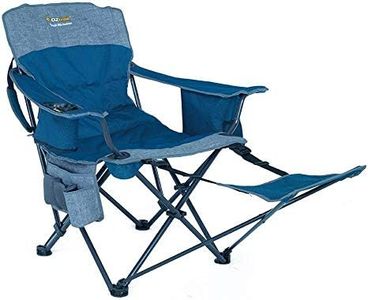OZtrail Monarch Arm Chair with Footrest, Blue - Deluxe Reclined Chair with High Padded Back, Heavy Duty Steel Frame, Side Organiser and Drink Holder, 180kg Rated, Double Layer Padded Polyester