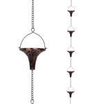 giole 12ft Outdoor Rain Chain with 12 Funnel Shaped Cups Adjustable Rain Chain for Gutters, Eaves, Drains, Replacement Downspouts