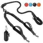 Eyein Double Dog Leash No Tangle - 360° Swivel Heavy Duty Reflective Lead with Two Padded Handles Dual Dog Splitter, Comfortable Shock Absorbing Walking Training for 2 Large Dogs (11-68kg)