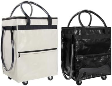 Small Beige+Small Black Grocery Bag on Wheels, Rolling Shopping Bags with Wheels and Handle