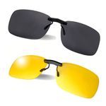 BLUE CUT Clip on Polarized Night Vision, Driving Sunglasses UV 400 Blocker To Wear Over Prescription Glasses, Grey-yellow, 60mm