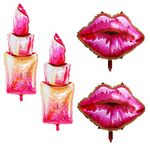 4Pcs Red Lips Balloons and Lipstick Balloons Large Foil Lip Balloons for Birthday Valentines Wedding Bridal Shower Themed Party Balloons Decorations