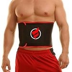 Fitru Waist Trimmer Sauna Ab Belt For Women & Men - Waist Trainer Stomach Wrap (red, 9" X 42")