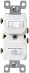 Enerlites Duplex Double Toggle Light Switch, Single Pole, Side Wiring, Copper Wire Only, Grounding Screw, Residential Grade, 15A 120V, UL Listed, 82150-W, White