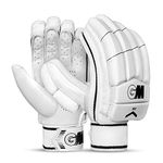 GM 303 Cricket Batting Leather Gloves for Youth Left Handed | Free Cover | Colour : White/Black