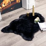 MIULEE Fluffy Rug Soft Shaggy Faux Fur Area Rug Luxury Plush Sheepskin Carpet for Halloween Bedroom Living Room Sofa Chair 2 x 3 Feet, Black