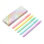 NINGSA Kaco Pure Retractable Gel 0.5 mm Extra Fine Point Ink Pens (Macarons Colour with Black Ink) - Pack of 5