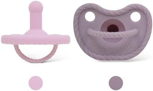 Mila & Lulu Round Silicone Pacifiers (Set of 2) – 100% Food-Grade, One-Piece Design, Soft Round Nipple, Doubles as Teether for Newborns and 0+ Months – Ballerina/Mauve