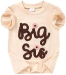 Big Sister Shirt for Little Girls Cotton T-Shirt Clothes Short Sleeve Tops Toddler Baby Announcement Outfits, Khaki, 4-5T