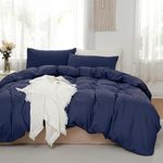 TOCOMOA Duvet Cover King, 100% Microfiber Comforter Cover Set, Ultra Soft 3 Pieces Bedding Set with 1 Duvet Cover and 2 Pillowcases (Navy Blue, King)