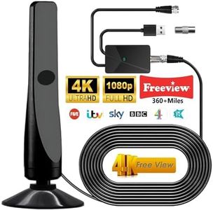 Amplified Digital TV Aerial for Smart TV, 2024 Upgraded Indoor HD TV Antenna Portable TV Aerial with Signal Booster Long 360+ Miles Range, Support All TV with 4K 1080p Local Channels 9.8FT Coaxial
