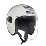 Royal Enfield Flip-Up Coopter Camo MLG ISI Certified Riding Helmet with Clear Visor Gloss White, Size: XL(61-62Cm) with High Density Eps for Better Impact Absorption & Comfort On Long Rides