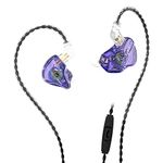 Yinyoo KBEAR Storm in-Ear Headphones, 1DD Wired Earphones Wired Earbuds IEM with Crystal Clear Sound, 3.5mm Plug in Ear Monitor Headphones for Musician Singer Music (Clear-Purple, With mic)