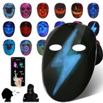 DEPOINTER LIFE Led Mask with Voice Recognition Gesture Sensing, Light up Mask with Programmable App Multi-Patterns Display