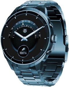 Titan Heritage 1.43" AMOLED Stainless Steel Bracelet Smart Watch for Men, BT Calling, Voice Assistant, Quick Health Measurement, Functional Crown, 3D UI, 60Hz Display, Fast Charging (Blue)