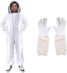 XGGYA Beekeeping Suit Professional Beekeeping Suit, Ventilated Fence Mask Beekeeper Suit, Matching Strong and Soft Professional Sheepskin Gloves(L)