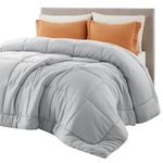 Bedsure Duvet Insert King Comforter Light Grey - All Season Quilted Down Alternative Comforter for King Bed, 300GSM Mashine Washable Microfiber Bedding Comforter with Corner Tabs